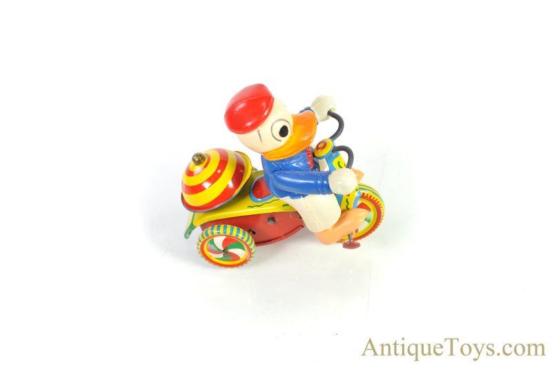 Linemar Marx Tin Lithographed Windup Walt Disney Donald Duck "Mechanical Tricycle" with Revolving Bell in Box <FONT COLOR="ff000 ">*SOLD*</font> - Image 2