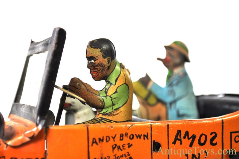 Marx Tin Lithographed Windup "Amos 'N' Andy Fresh Air Taxi Cab" Jalopy Car <FONT COLOR="ff000 ">*SOLD*</font> - Image 10