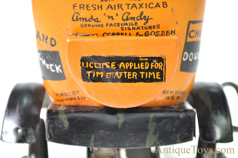 Marx Tin Lithographed Windup "Amos 'N' Andy Fresh Air Taxi Cab" Jalopy Car <FONT COLOR="ff000 ">*SOLD*</font> - Image 8