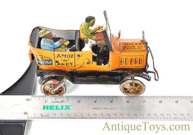 Marx Tin Lithographed Windup "Amos 'N' Andy Fresh Air Taxi Cab" Jalopy Car <FONT COLOR="ff000 ">*SOLD*</font> - Image 11