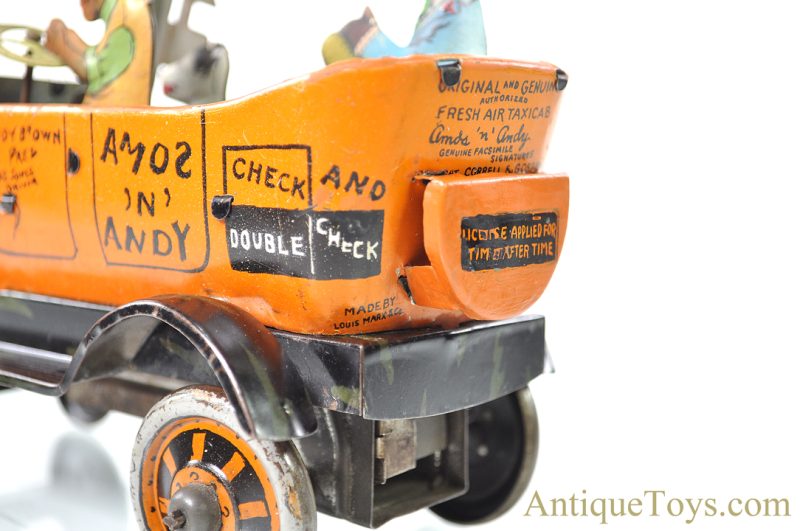 Marx Tin Lithographed Windup "Amos 'N' Andy Fresh Air Taxi Cab" Jalopy Car <FONT COLOR="ff000 ">*SOLD*</font> - Image 7