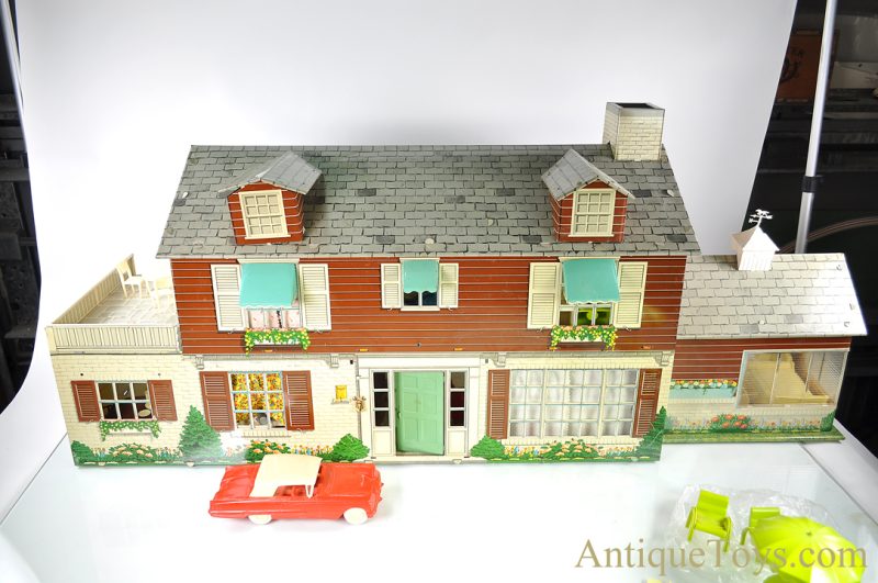 Marx Tin Lithographed Metal Suburban Colonial 2-Story Doll House <FONT COLOR="ff000 ">*SOLD*</font>