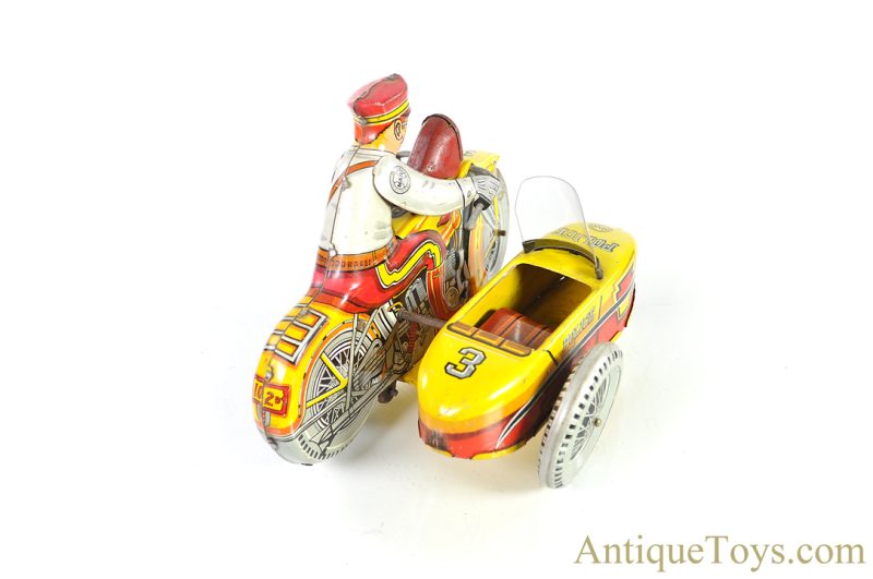 Marx Tin Lithographed Windup "Mechanical Police Squad Motorcycle" <FONT COLOR="ff000 ">*SOLD*</font> - Image 7