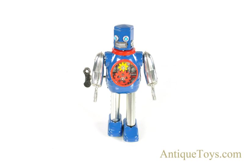Metal House Robots Tin Lithographed Windup "Walking Hex Head Robot" in Box <FONT COLOR="ff000 ">*SOLD*</font> - Image 2