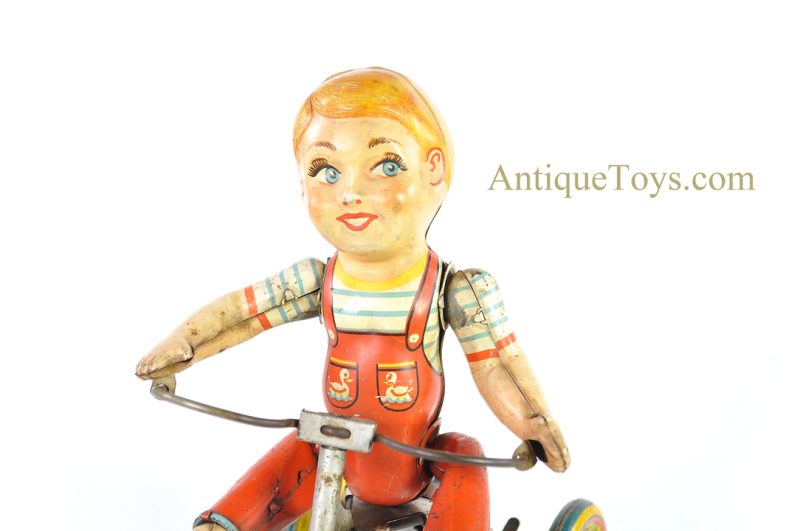 Unique Art ca. 1930's Tin Lithographed Windup "Kiddy Cyclist" <FONT COLOR="ff000 ">*SOLD*</font> - Image 7