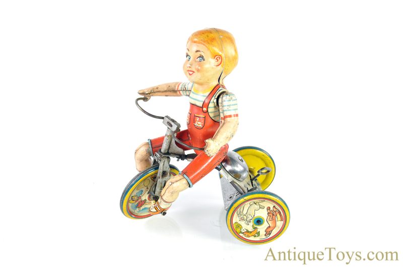Unique Art ca. 1930's Tin Lithographed Windup "Kiddy Cyclist" <FONT COLOR="ff000 ">*SOLD*</font> - Image 3