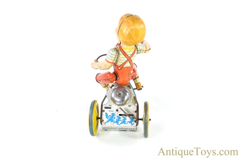 Unique Art ca. 1930's Tin Lithographed Windup "Kiddy Cyclist" <FONT COLOR="ff000 ">*SOLD*</font> - Image 4