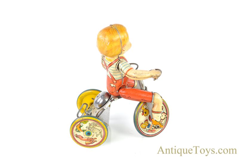 Unique Art ca. 1930's Tin Lithographed Windup "Kiddy Cyclist" <FONT COLOR="ff000 ">*SOLD*</font> - Image 2
