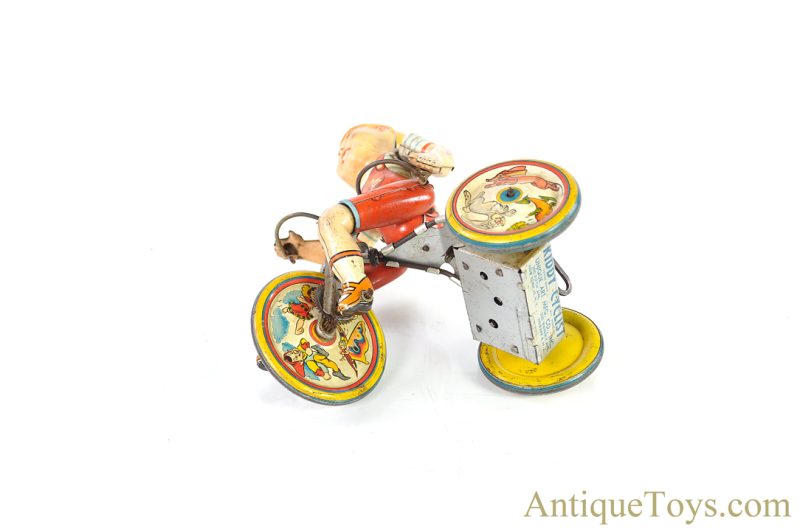 Unique Art ca. 1930's Tin Lithographed Windup "Kiddy Cyclist" <FONT COLOR="ff000 ">*SOLD*</font> - Image 5