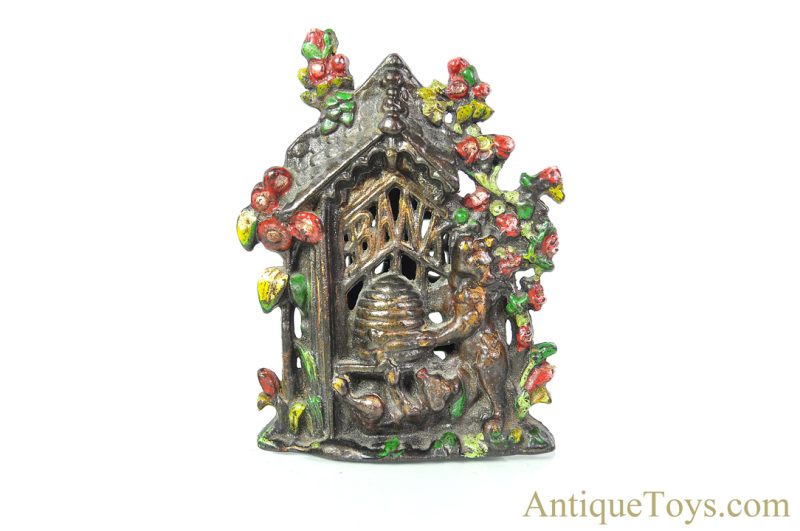 Cast Iron Bears Stealing Honey Still Penny Coin Bank <FONT COLOR="ff000 ">*SOLD*</font>