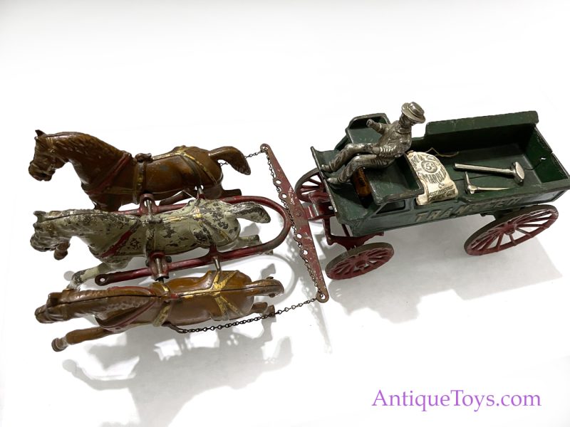 Dent Cast Iron Transfer Wagon with Horses *SOLD TO J MUSEUM*
