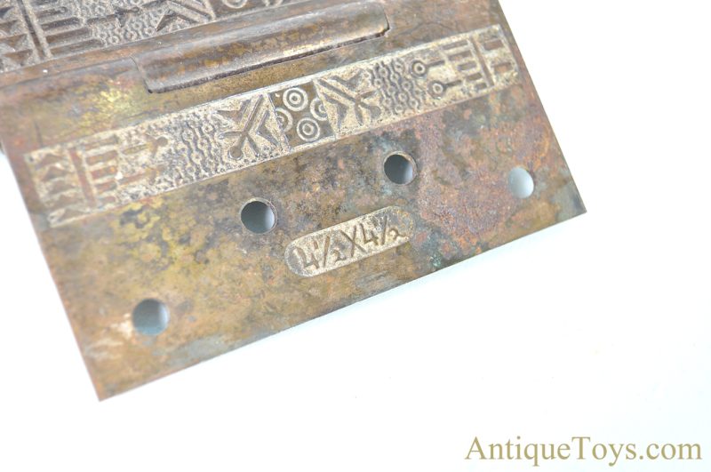 Original Eastlake Style ca. 1865 Victorian Brass 4 1/2" x 4 1/2" Hinges from the National Hotel Northville, NY for Sale - Image 6