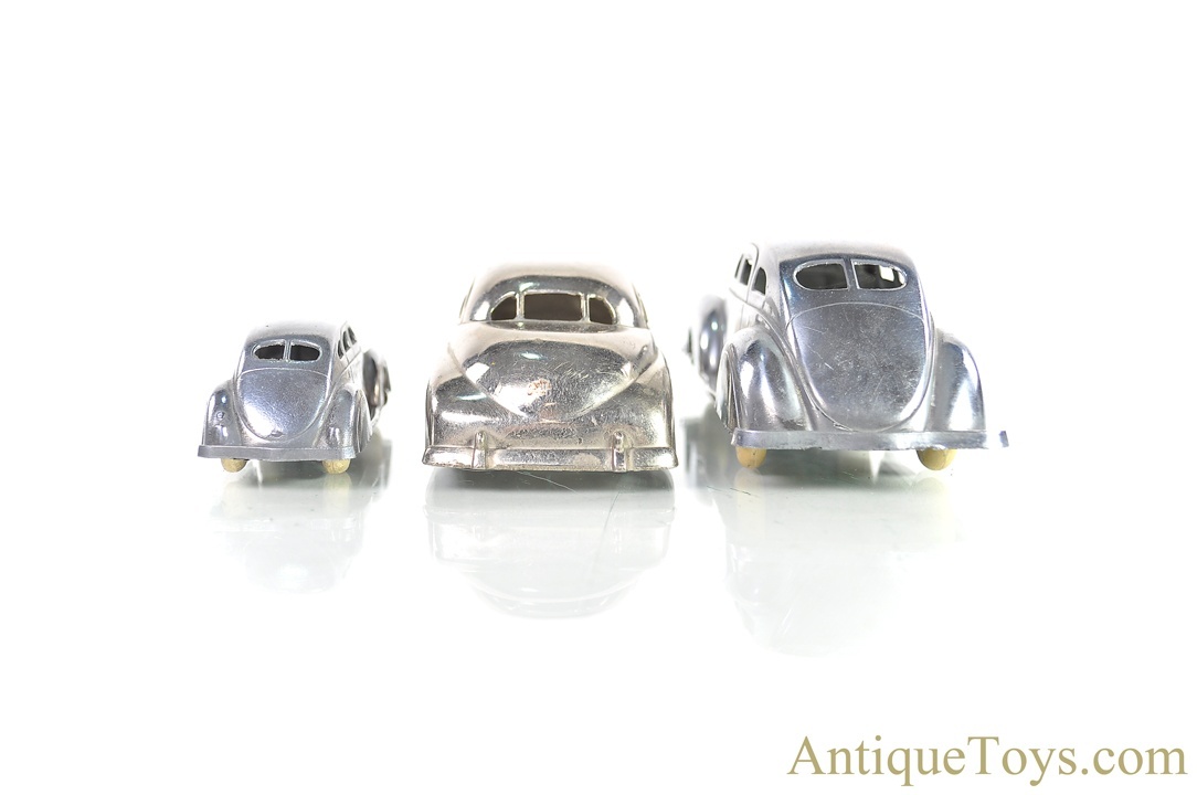 Erie Toys Co. & Ralstoy Toys Aluminum Set of 3 Lincoln Zephyr Cars