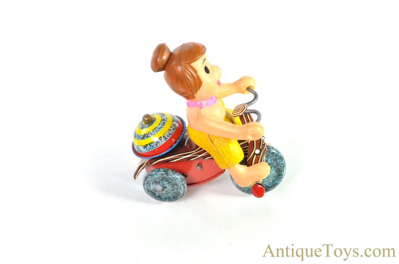 Marx Tin Lithographed Windup Hanna-Barbera’s Wilma & Fred Set of “Mechanical Flintstone Tricycle” with Revolving Bell in Box <FONT COLOR="ff000 ">*SOLD*</font> - Image 6