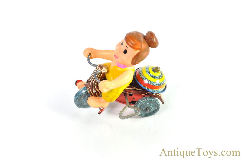 Marx Tin Lithographed Windup Hanna-Barbera’s Wilma & Fred Set of “Mechanical Flintstone Tricycle” with Revolving Bell in Box <FONT COLOR="ff000 ">*SOLD*</font> - Image 7