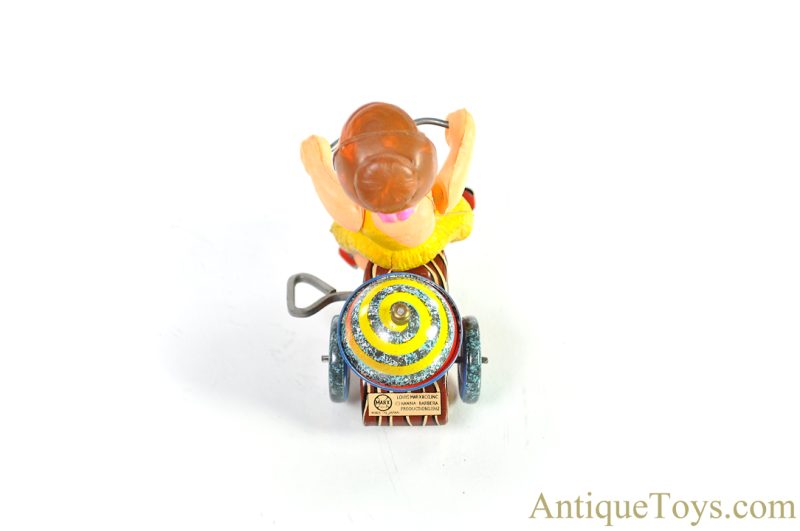 Marx Tin Lithographed Windup Hanna-Barbera’s Wilma & Fred Set of “Mechanical Flintstone Tricycle” with Revolving Bell in Box <FONT COLOR="ff000 ">*SOLD*</font> - Image 8