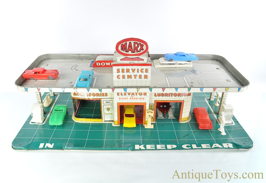 Marx Tin Lithographed Service Center & Accessories for Sale *SOLD* -   - Antique Toys for Sale