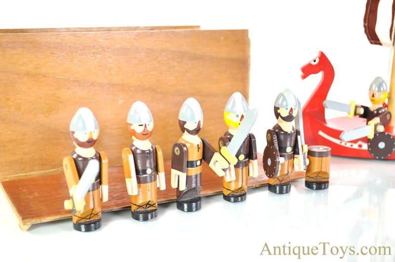 Peter Blay Designs Denmark Wooden Viking Ship & Vikings in Wooden Box for Sale - Image 2