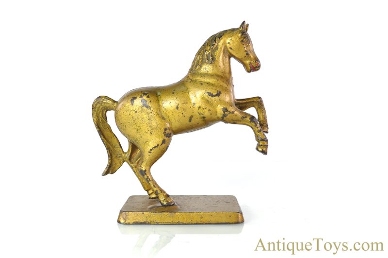 A.C. Williams/Arcade Gold Variation Cast Iron Large Prancing Horse Still Penny Coin Bank <FONT COLOR="ff000 ">*SOLD*</font> - Image 2