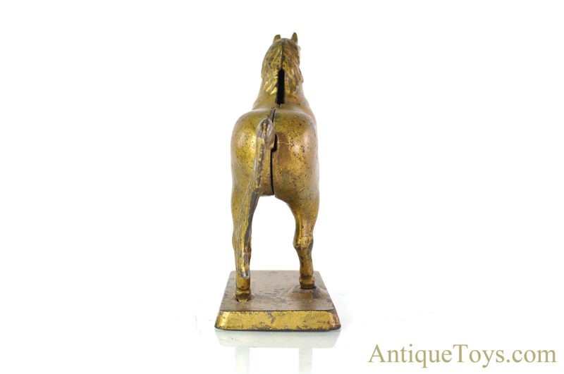 A.C. Williams/Arcade Gold Variation Cast Iron Large Prancing Horse Still Penny Coin Bank <FONT COLOR="ff000 ">*SOLD*</font> - Image 5