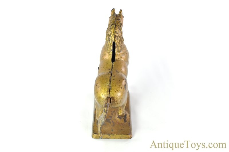 A.C. Williams/Arcade Gold Variation Cast Iron Large Prancing Horse Still Penny Coin Bank <FONT COLOR="ff000 ">*SOLD*</font> - Image 6