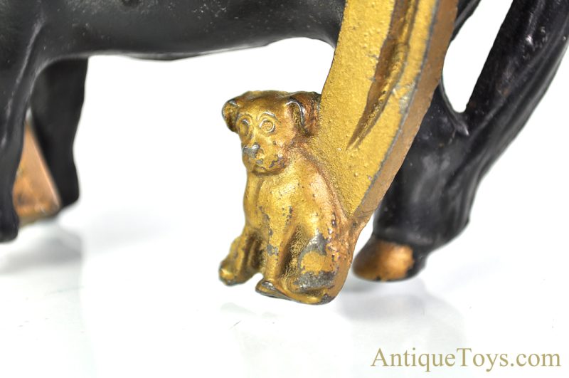 Arcade ca. 1910 Cast Iron Buster Brown & Tige Good Luck Horse Penny Coin Still Bank <FONT COLOR="ff000 ">*SOLD*</font> - Image 7
