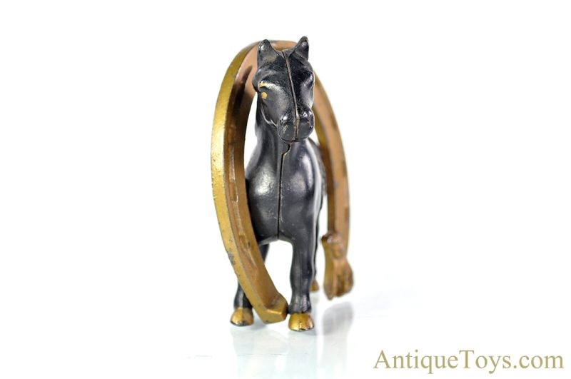 Arcade ca. 1910 Cast Iron Buster Brown & Tige Good Luck Horse Penny Coin Still Bank <FONT COLOR="ff000 ">*SOLD*</font> - Image 5