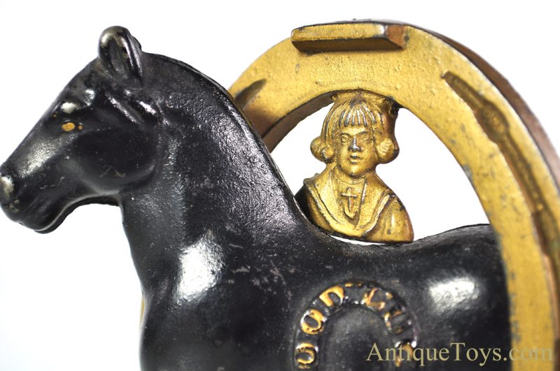 Arcade ca. 1910 Cast Iron Buster Brown & Tige Good Luck Horse Penny Coin Still Bank <FONT COLOR="ff000 ">*SOLD*</font> - Image 6
