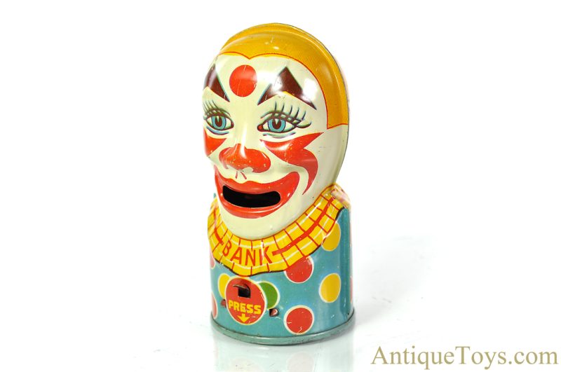 J. Chein Tin Lithographed Mechanical Clown Head Bank <FONT COLOR="ff000 ">*SOLD*</font> - Image 2