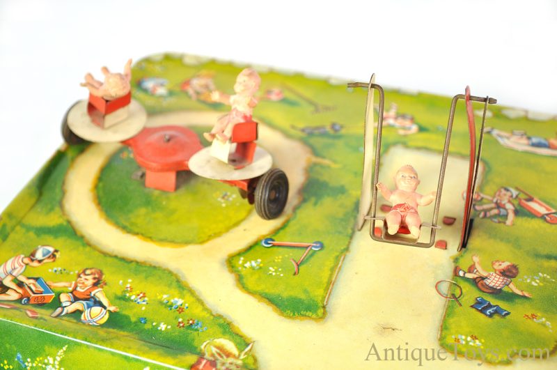 Johann Hofler (JH) Tin Lithographed Windup "Kinderspielplatz" Babies on Playground German Toy <FONT COLOR="ff000 ">*SOLD*</font> - Image 10