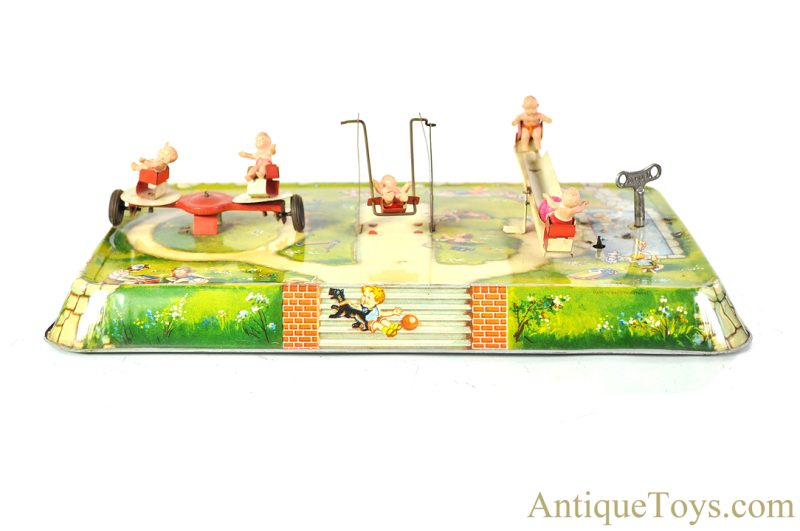 Johann Hofler (JH) Tin Lithographed Windup "Kinderspielplatz" Babies on Playground German Toy <FONT COLOR="ff000 ">*SOLD*</font> - Image 2