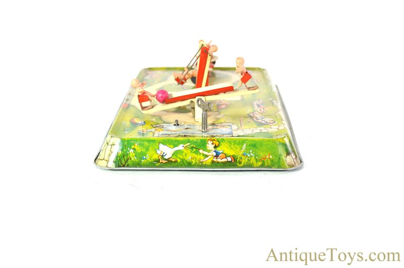 Johann Hofler (JH) Tin Lithographed Windup "Kinderspielplatz" Babies on Playground German Toy <FONT COLOR="ff000 ">*SOLD*</font> - Image 5