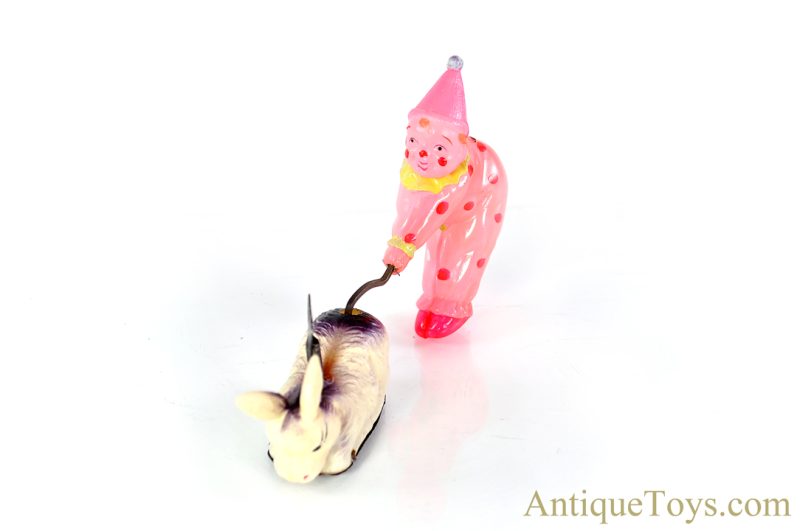 KT Occupied Japan (OJ) Celluloid Windup "The Obstinate Donkey" Circus Clown Toy for Sale - Image 8