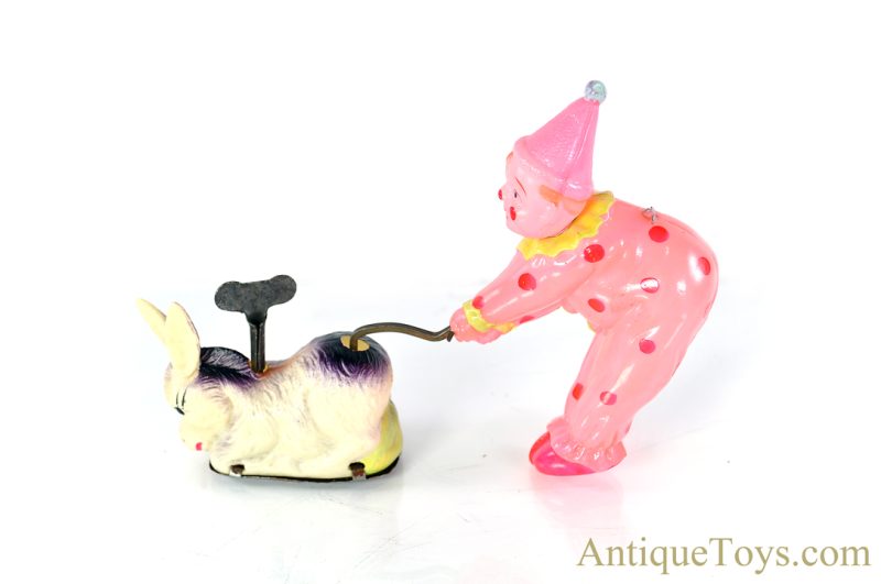 KT Occupied Japan (OJ) Celluloid Windup "The Obstinate Donkey" Circus Clown Toy for Sale - Image 3