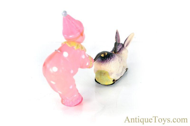 KT Occupied Japan (OJ) Celluloid Windup "The Obstinate Donkey" Circus Clown Toy for Sale - Image 6