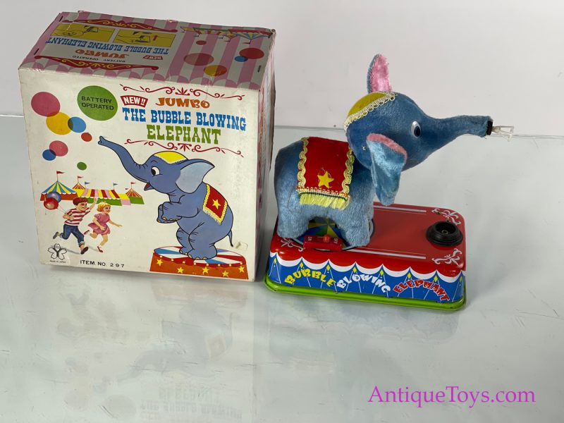 Yonezawa Toys (Y) Tin Lithographed Battery Operated “Jumbo the Bubble Blowing Elephant” Japanese Toy <FONT COLOR="ff000 ">*SOLD*</font> - Image 5