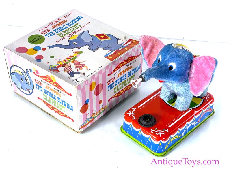 Yonezawa Toys (Y) Tin Lithographed Battery Operated “Jumbo the Bubble Blowing Elephant” Japanese Toy <FONT COLOR="ff000 ">*SOLD*</font>