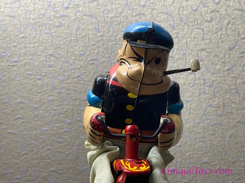 Linemar Popeye Tin Windup Bicycle <FONT COLOR="ff000 ">*SOLD*</font> - Image 4