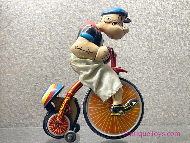 Linemar Popeye Tin Windup Bicycle <FONT COLOR="ff000 ">*SOLD*</font>