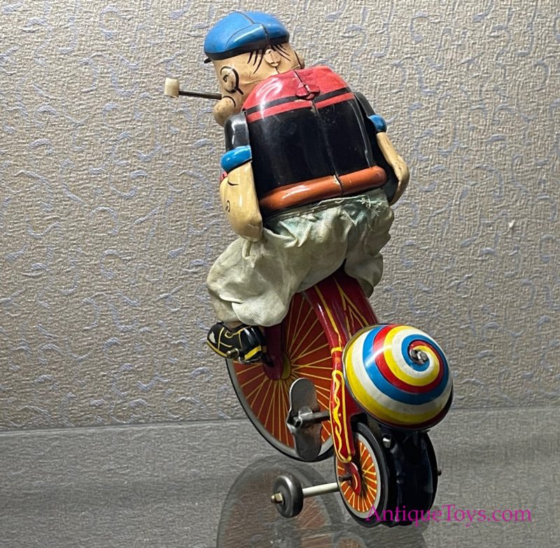 Linemar Popeye Tin Windup Bicycle <FONT COLOR="ff000 ">*SOLD*</font> - Image 6