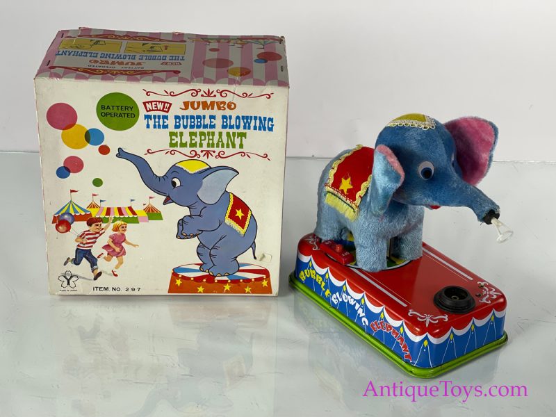 Yonezawa Toys (Y) Tin Lithographed Battery Operated “Jumbo the Bubble Blowing Elephant” Japanese Toy <FONT COLOR="ff000 ">*SOLD*</font> - Image 3