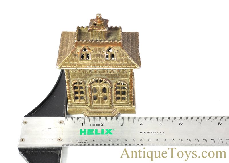 Kenton/Grey Iron Casting Co. ca. 1930's Cast Iron "State Bank" Regents Advertising Specimen Architectural Penny Coin Bank <FONT COLOR="ff000 ">*SOLD*</font> - Image 6