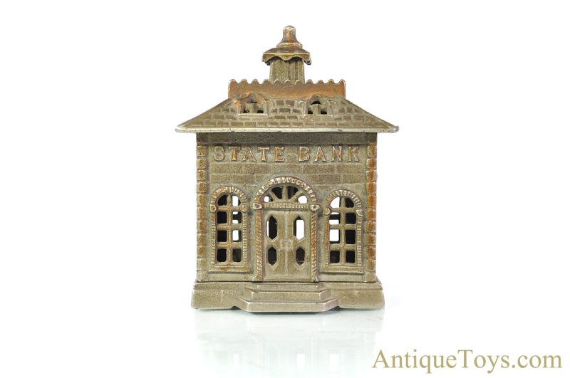 Kenton/Grey Iron Casting Co. ca. 1930's Cast Iron "State Bank" Regents Advertising Specimen Architectural Penny Coin Bank <FONT COLOR="ff000 ">*SOLD*</font>