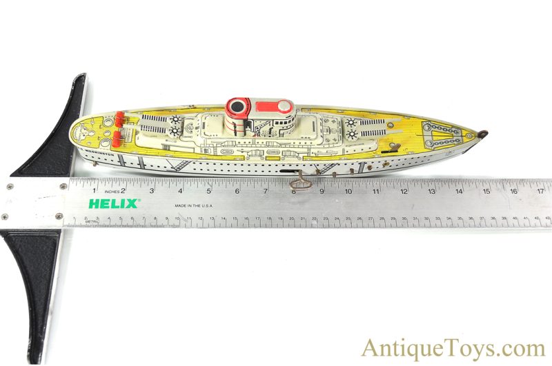 Marx Tin Lithographed Windup "Mechanical Sparkling Warship" U.S.S. Washington Ship <FONT COLOR="ff000 ">*SOLD*</font> - Image 8