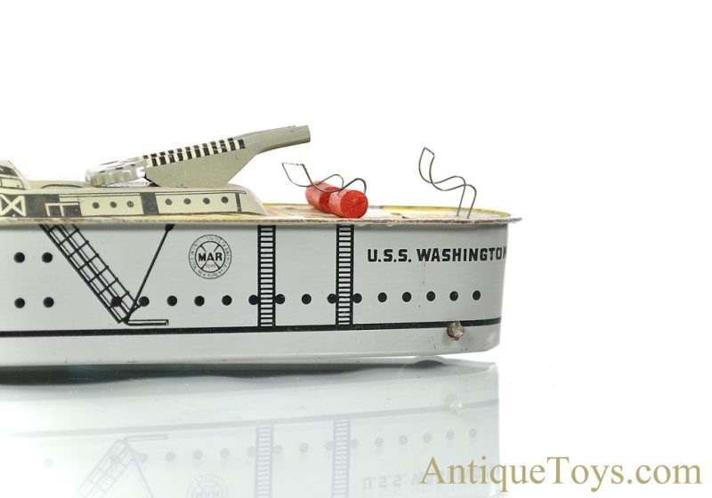 Marx Tin Lithographed Windup "Mechanical Sparkling Warship" U.S.S. Washington Ship <FONT COLOR="ff000 ">*SOLD*</font> - Image 7