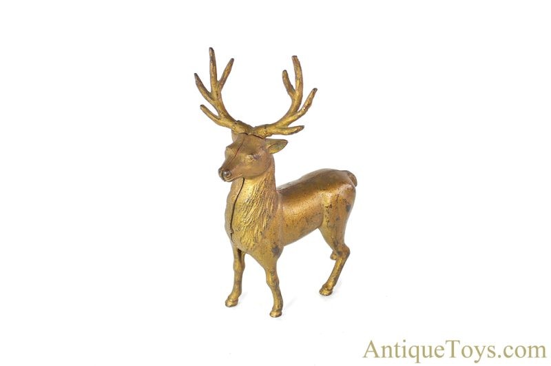 A.C. Williams Cast Iron No. 8048 Large Gold Reindeer Elk Still Penny Coin Bank <FONT COLOR="ff000 ">*SOLD*</font> - Image 2
