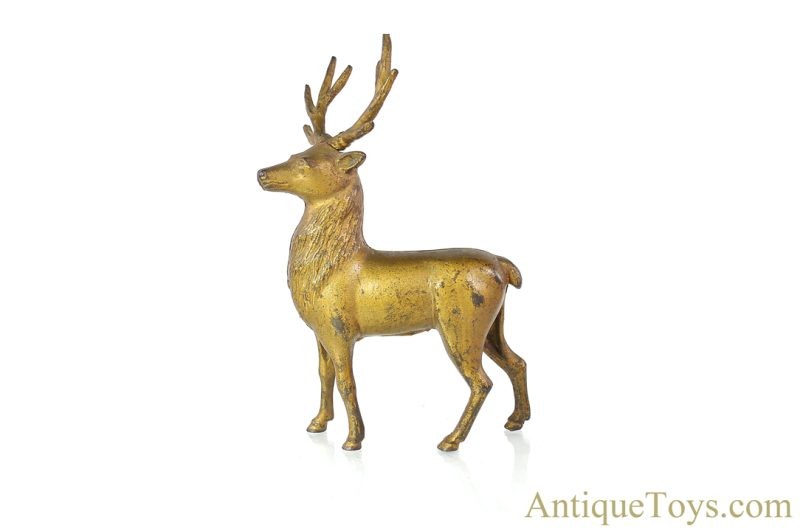 A.C. Williams Cast Iron No. 8048 Large Gold Reindeer Elk Still Penny Coin Bank <FONT COLOR="ff000 ">*SOLD*</font>