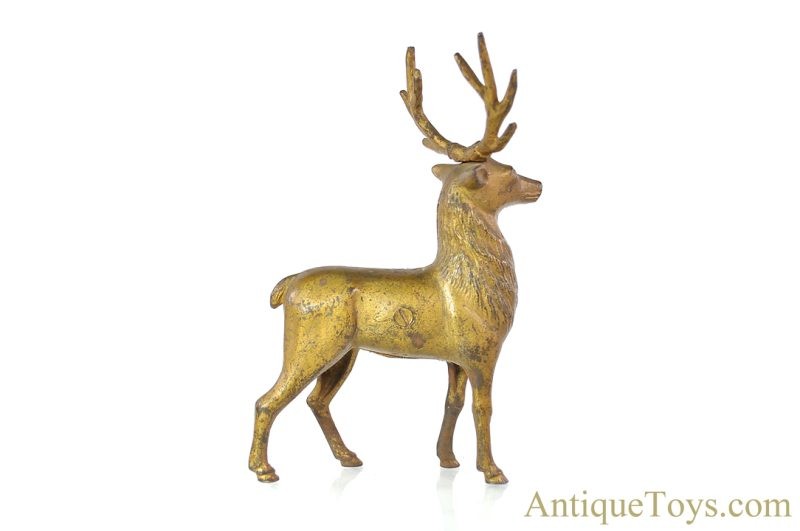 A.C. Williams Cast Iron No. 8048 Large Gold Reindeer Elk Still Penny Coin Bank <FONT COLOR="ff000 ">*SOLD*</font> - Image 3