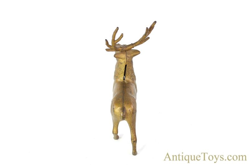 A.C. Williams Cast Iron No. 8048 Large Gold Reindeer Elk Still Penny Coin Bank <FONT COLOR="ff000 ">*SOLD*</font> - Image 7