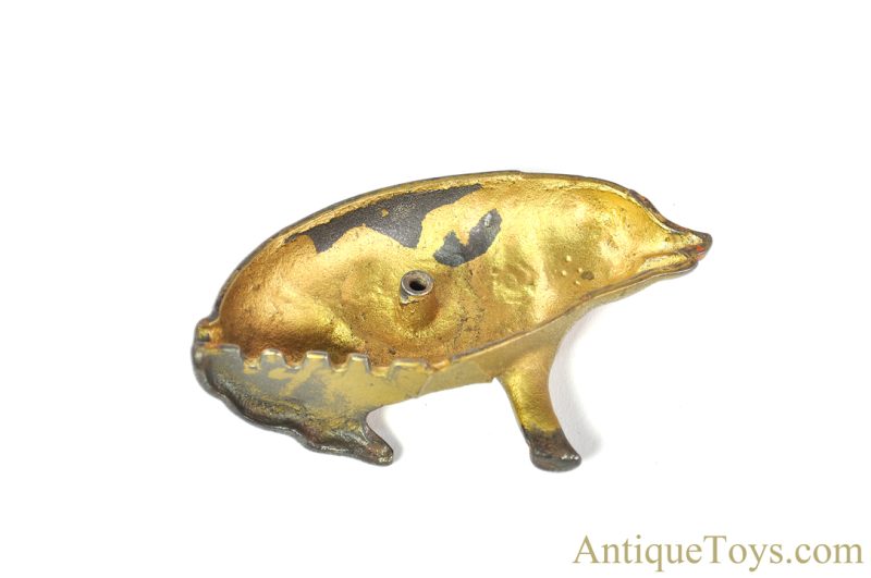 A.C. Williams Cast Iron ca. 1920’s Gold Figural “Sitting Pig” Hog Swine Still Coin Penny Bank <FONT COLOR="ff000 ">*SOLD*</font> - Image 8